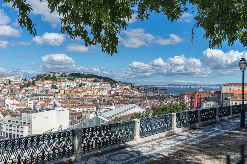 Miradouro São Pedro de Alcântara is one of the best Viewing Points in Lisbon overlooking downtown Lisbon and Castelo de São Jorge.