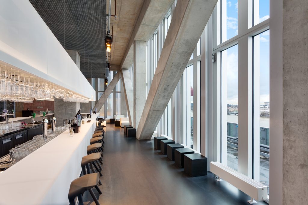 NHOW Bar Rotterdam is a great after-work place to have a drink and enjoy the city view.